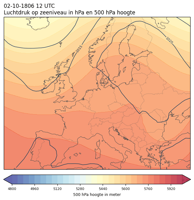 Weerkaart van 2 oktober 1806 om 12 UTC