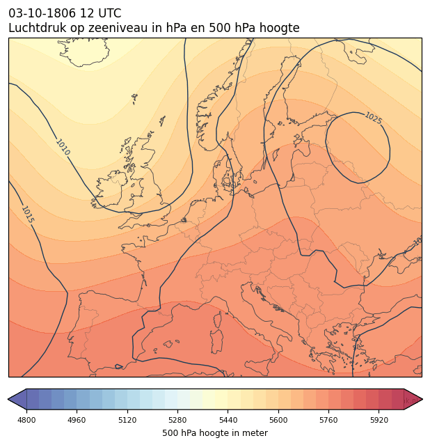 Weerkaart van 3 oktober 1806 om 12 UTC