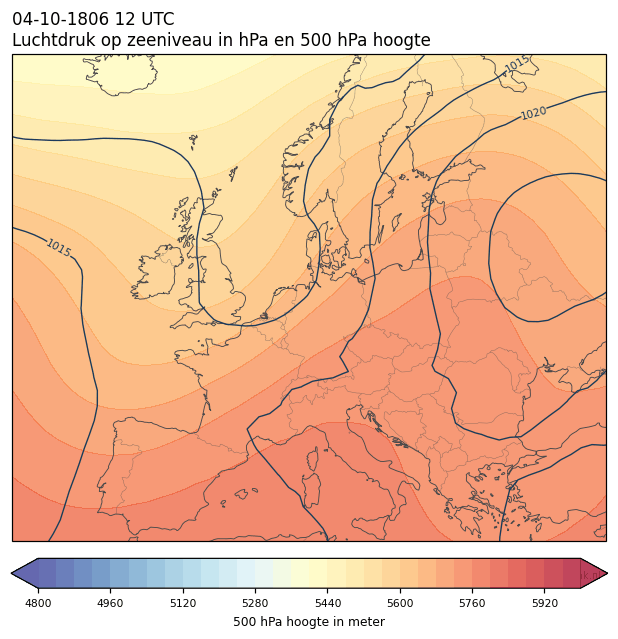 Weerkaart van 4 oktober 1806 om 12 UTC
