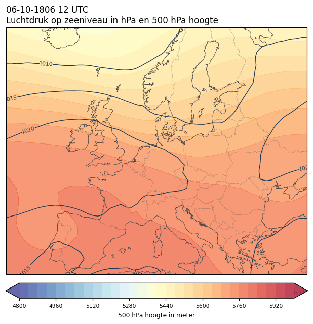 Weerkaart van 6 oktober 1806 om 12 UTC