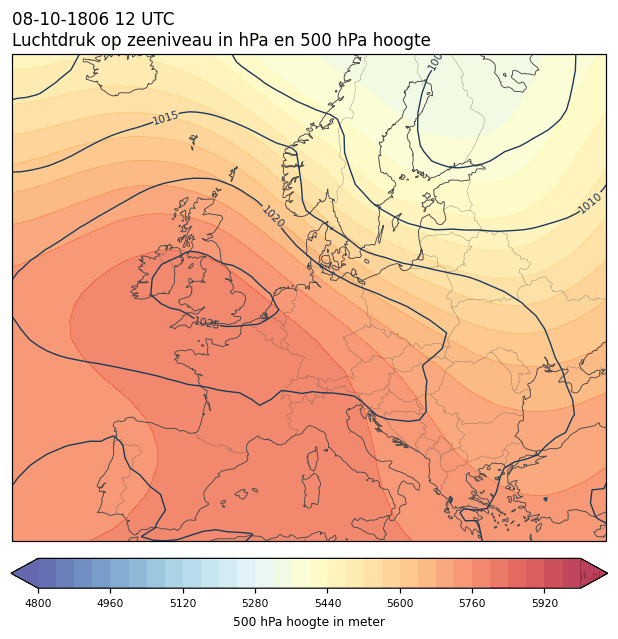 Weerkaart van 8 oktober 1806 om 12 UTC