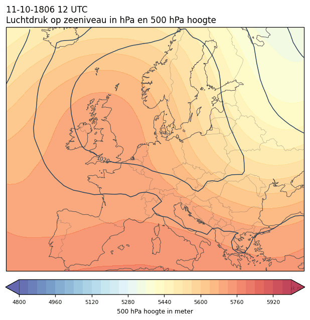 Weerkaart van 11 oktober 1806 om 12 UTC