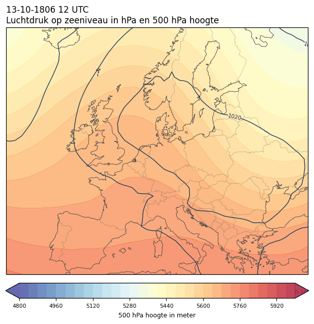 Weerkaart van 13 oktober 1806 om 12 UTC