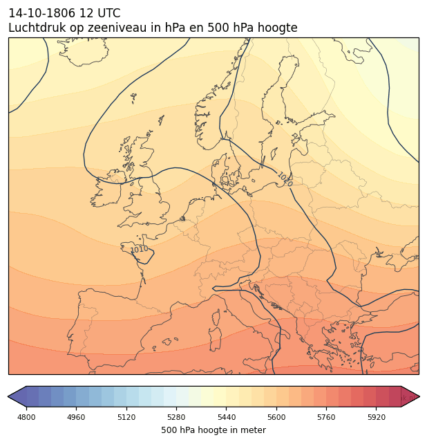 Weerkaart van 14 oktober 1806 om 12 UTC