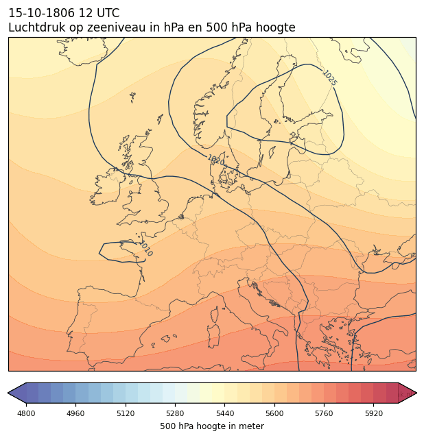Weerkaart van 15 oktober 1806 om 12 UTC