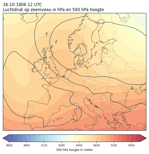 Weerkaart van 16 oktober 1806 om 12 UTC