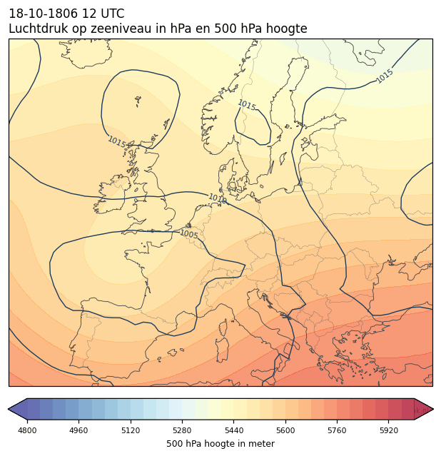 Weerkaart van 18 oktober 1806 om 12 UTC