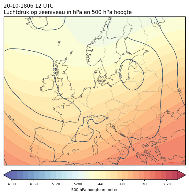 Weerkaart van 20 oktober 1806 om 12 UTC