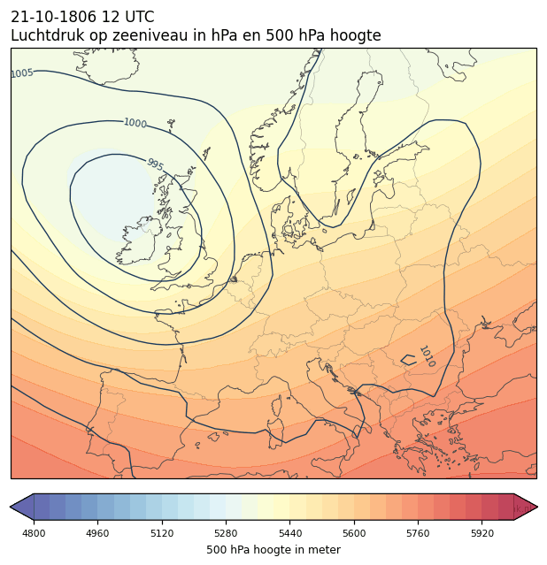 Weerkaart van 21 oktober 1806 om 12 UTC