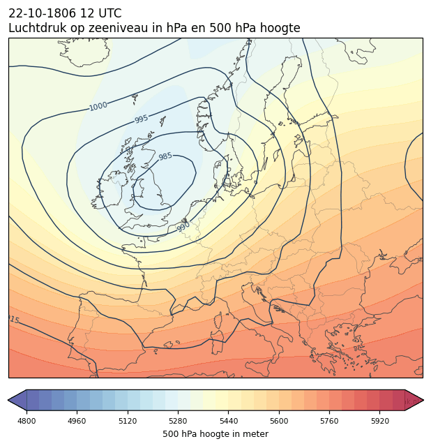 Weerkaart van 22 oktober 1806 om 12 UTC