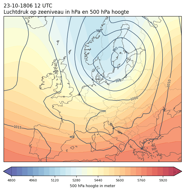 Weerkaart van 23 oktober 1806 om 12 UTC