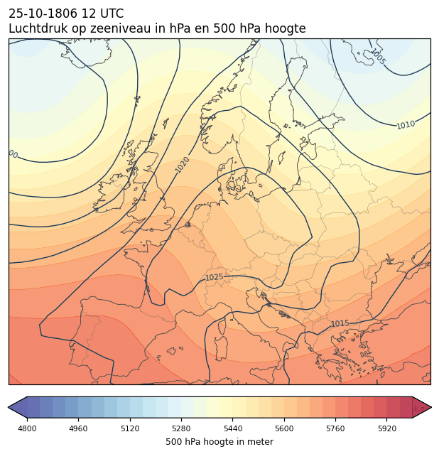 Weerkaart van 25 oktober 1806 om 12 UTC