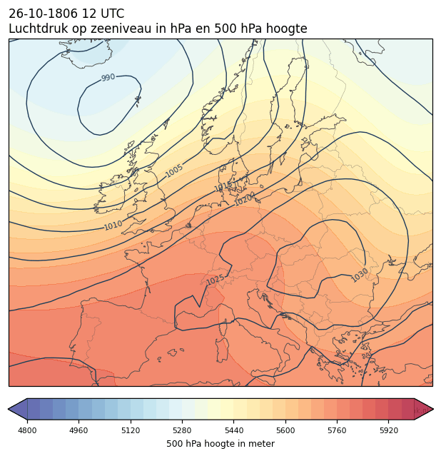 Weerkaart van 26 oktober 1806 om 12 UTC