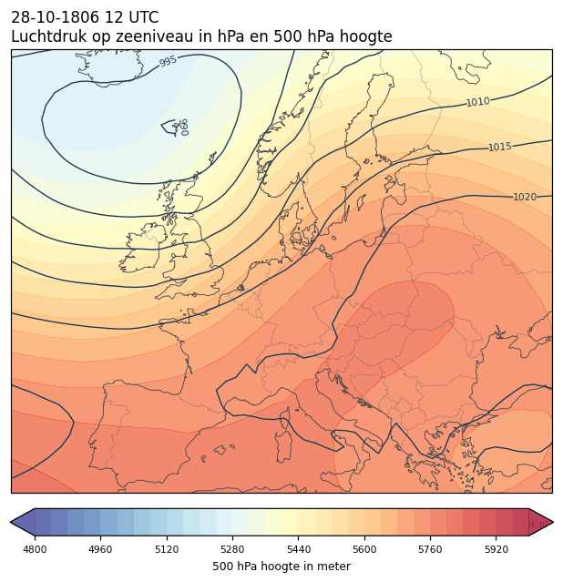 Weerkaart van 28 oktober 1806 om 12 UTC