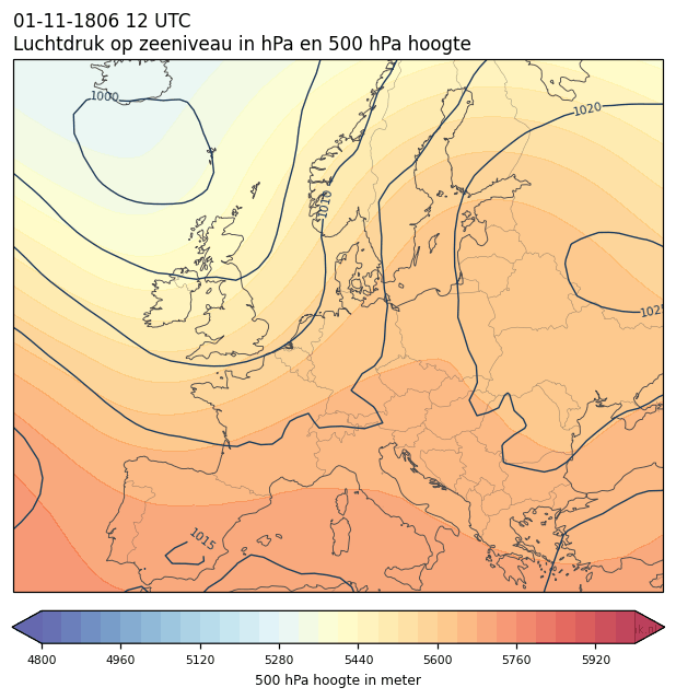 Weerkaart van 1 november 1806 om 12 UTC