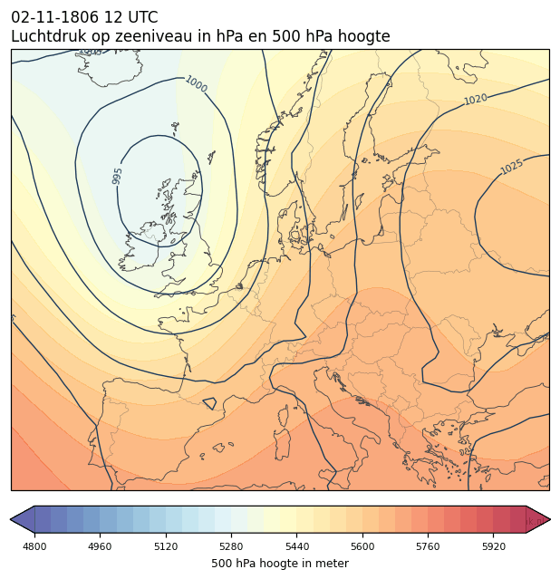 Weerkaart van 2 november 1806 om 12 UTC