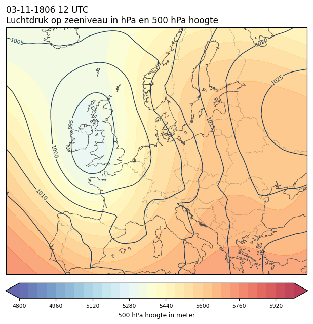 Weerkaart van 3 november 1806 om 12 UTC