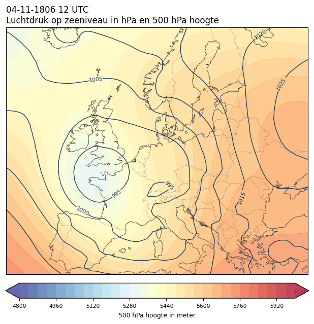 Weerkaart van 4 november 1806 om 12 UTC