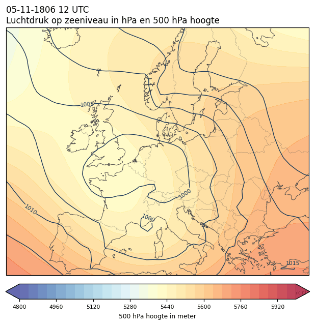 Weerkaart van 5 november 1806 om 12 UTC