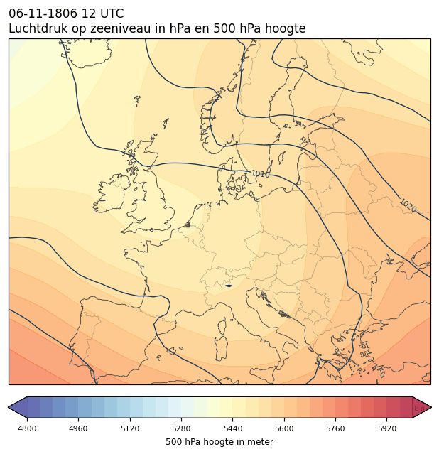 Weerkaart van 6 november 1806 om 12 UTC