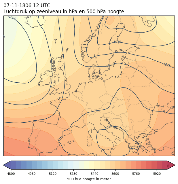 Weerkaart van 7 november 1806 om 12 UTC