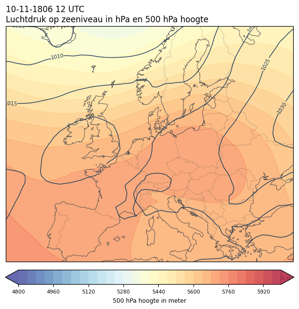 Weerkaart van 10 november 1806 om 12 UTC