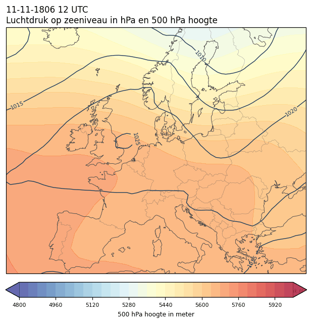 Weerkaart van 11 november 1806 om 12 UTC