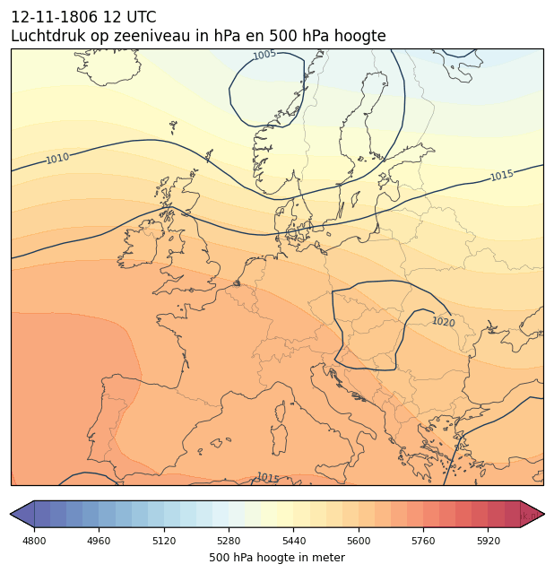 Weerkaart van 12 november 1806 om 12 UTC