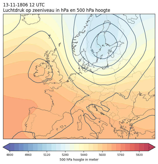 Weerkaart van 13 november 1806 om 12 UTC