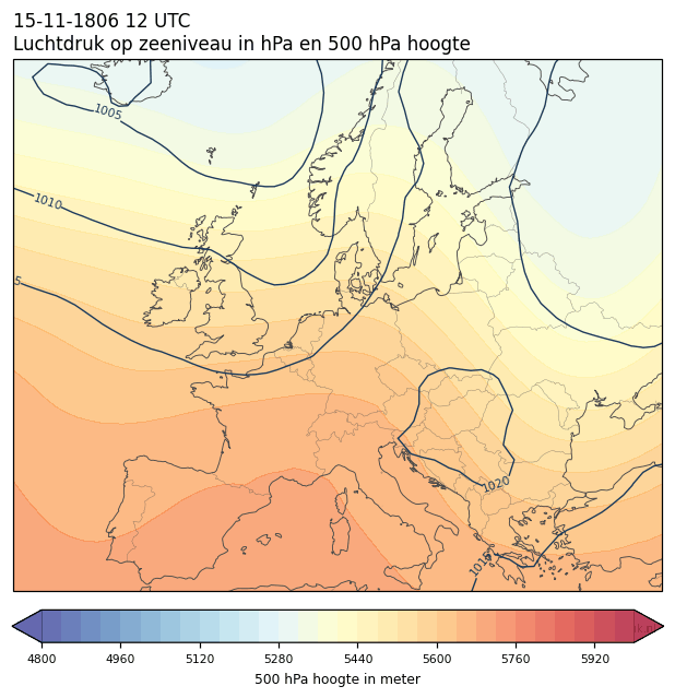 Weerkaart van 15 november 1806 om 12 UTC