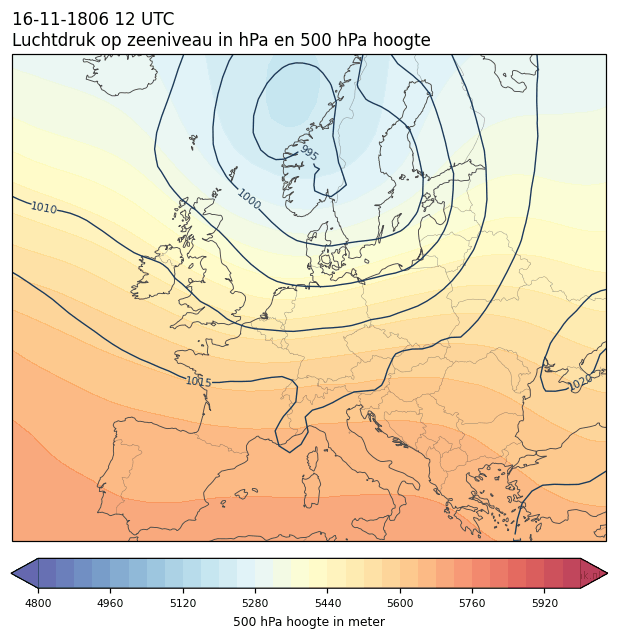 Weerkaart van 16 november 1806 om 12 UTC