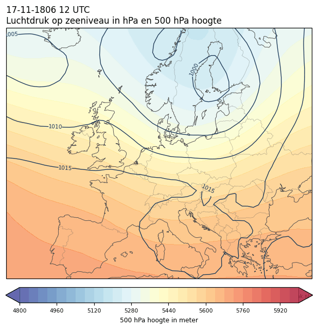 Weerkaart van 17 november 1806 om 12 UTC
