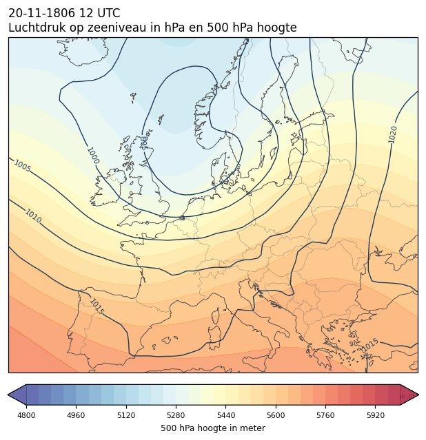 Weerkaart van 20 november 1806 om 12 UTC