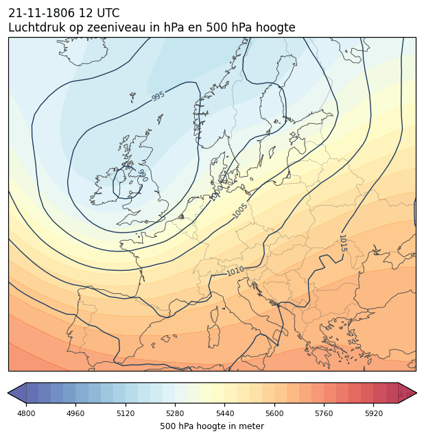 Weerkaart van 21 november 1806 om 12 UTC