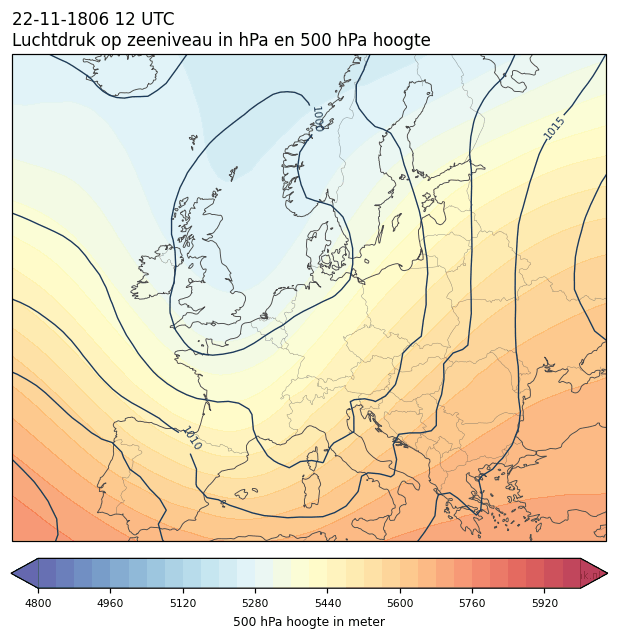 Weerkaart van 22 november 1806 om 12 UTC
