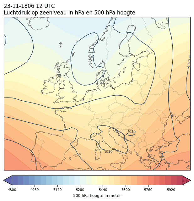 Weerkaart van 23 november 1806 om 12 UTC