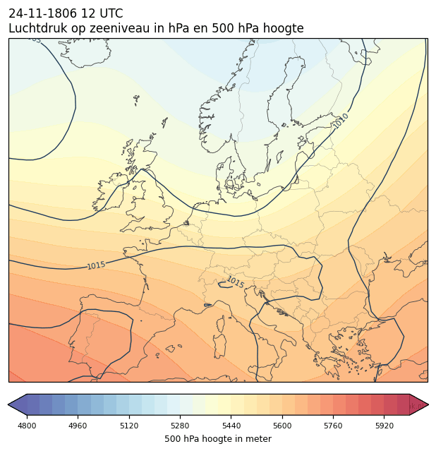 Weerkaart van 24 november 1806 om 12 UTC
