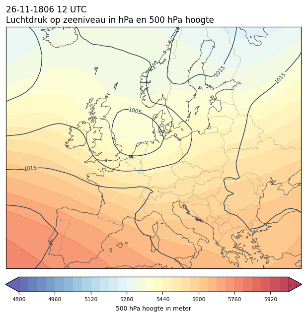 Weerkaart van 26 november 1806 om 12 UTC