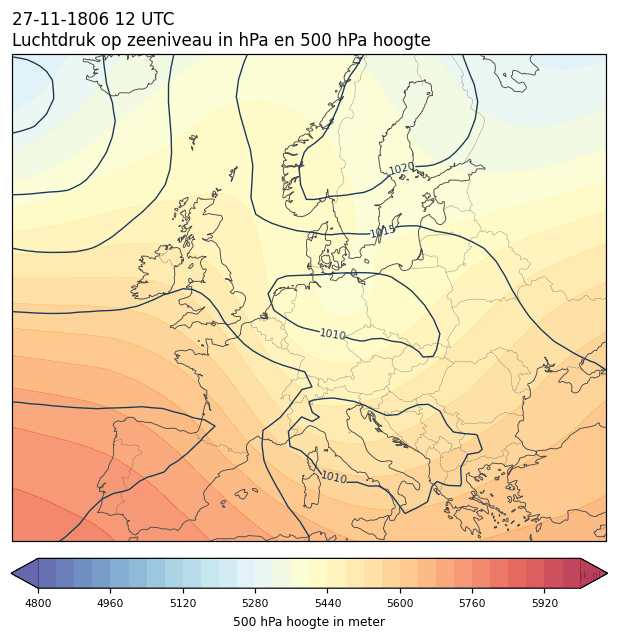 Weerkaart van 27 november 1806 om 12 UTC