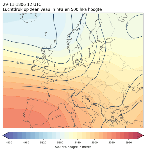 Weerkaart van 29 november 1806 om 12 UTC