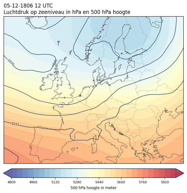 Weerkaart van 5 december 1806 om 12 UTC