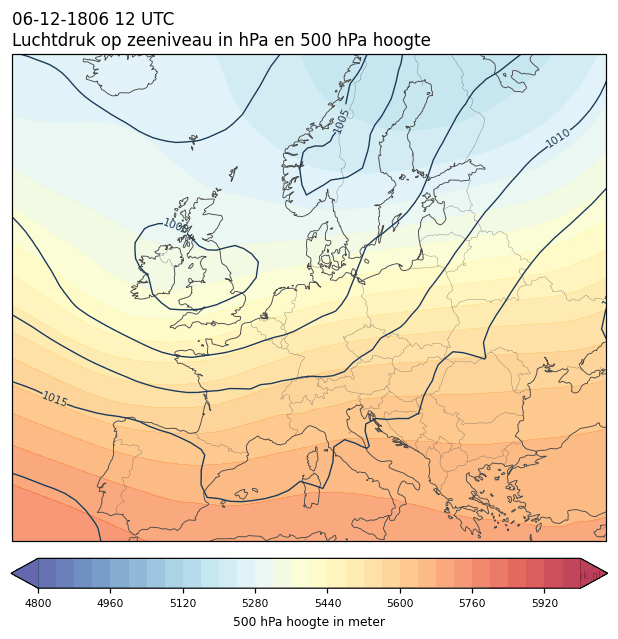 Weerkaart van 6 december 1806 om 12 UTC