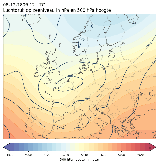 Weerkaart van 8 december 1806 om 12 UTC