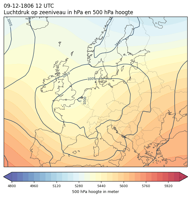 Weerkaart van 9 december 1806 om 12 UTC