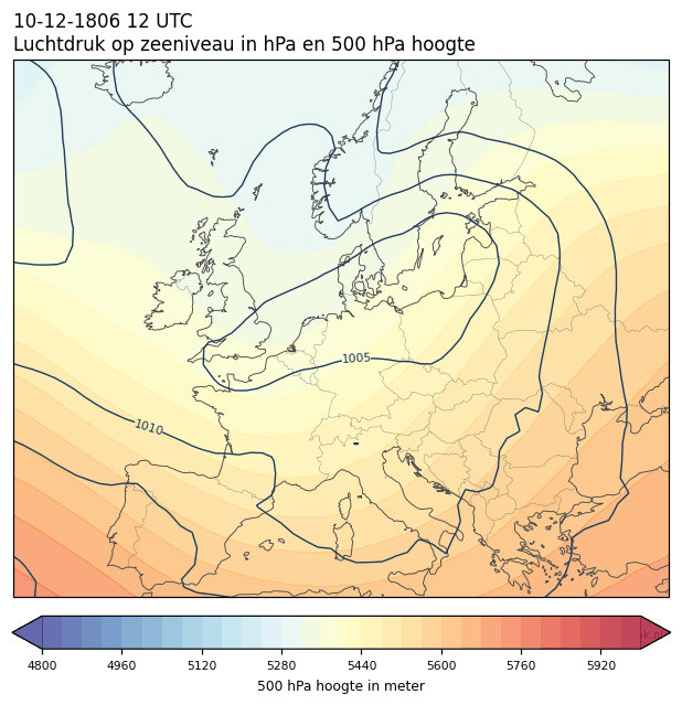 Weerkaart van 10 december 1806 om 12 UTC