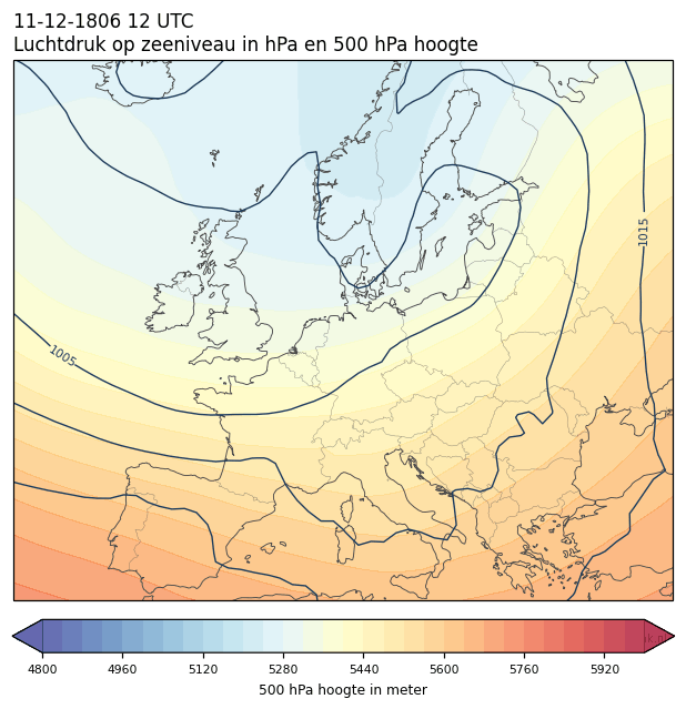 Weerkaart van 11 december 1806 om 12 UTC