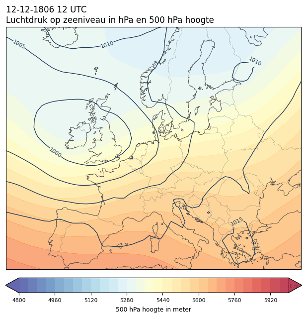 Weerkaart van 12 december 1806 om 12 UTC