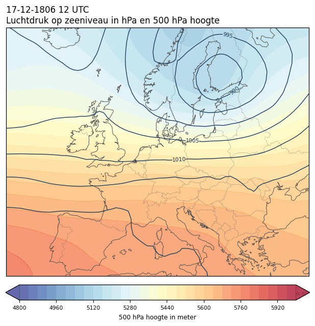 Weerkaart van 17 december 1806 om 12 UTC