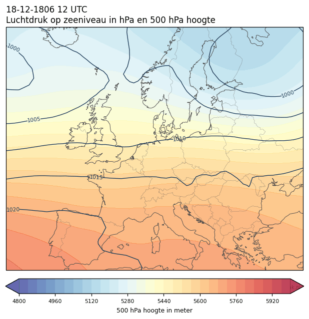 Weerkaart van 18 december 1806 om 12 UTC