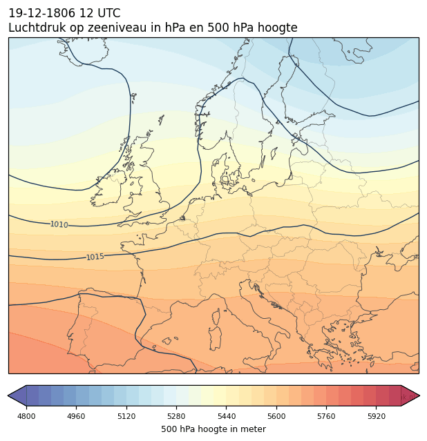 Weerkaart van 19 december 1806 om 12 UTC